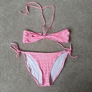 Topshop Pink and White Striped Bikini